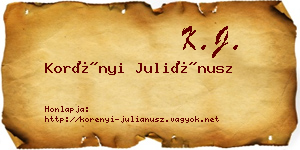 Korényi Juliánusz névjegykártya